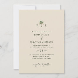 Elegant Palm Tree Wedding Invitation with QR Code 招待状