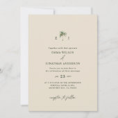 Elegant Palm Tree Wedding Invitation with QR Code 招待状 (正面)
