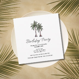 Elegant Palm Trees Tropical 30th Birthday Party 招待状