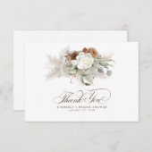 Elegant Pampas Grass White Floral Thank You サンキューカード (正面/裏面)