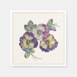 Elegant Pansy Floral Paper Napkin スタンダードカクテルナプキン