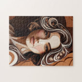 Elegant Paper-Cut Portrait in Warm Earth Tones ジグソーパズル (横)