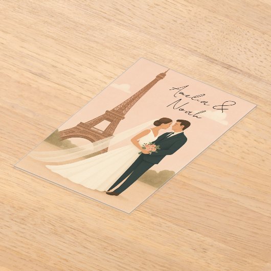 Elegant Paris Wedding Acrylic Invitation – Eiffel  アクリル招待状 (レイダウン)