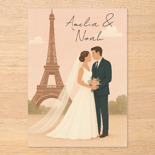 Elegant Paris Wedding Acrylic Invitation – Eiffel  アクリル招待状 (正面)