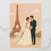 Elegant Paris Wedding Foil Invitation – Gold Foil  箔招待状 (正面)