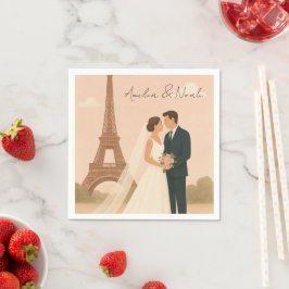 Elegant Paris Wedding Napkins Eiffel Tower Design スタンダードカクテルナプキン