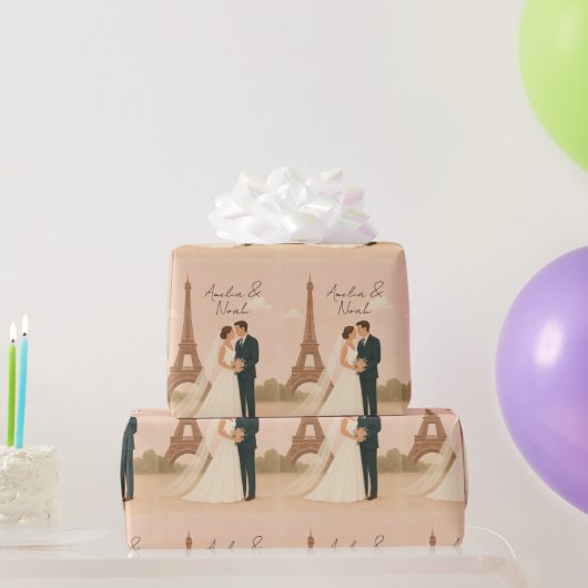 Elegant Paris Wedding Wrapping Paper – Eiffel  ラッピングペーパー (パーティーギフト)