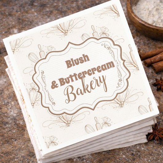 Elegant Pastel Bakery Branding スタンダードカクテルナプキン