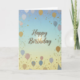 Elegant Pastel Balloons – Happy Birthday Card カード
