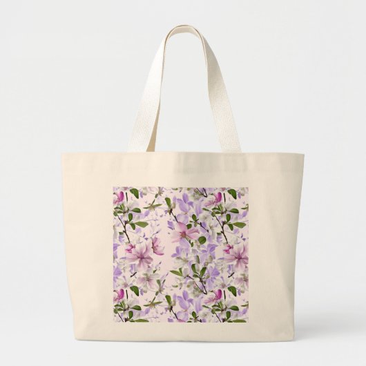 Elegant Pastel Blossom  ラージトートバッグ (正面)