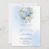 Elegant Pastel Blue Hydrangea Wedding Invitation 招待状 (正面)