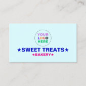 Elegant Pastel Blue & Pink Color | Bakery Logo 名刺 (正面)
