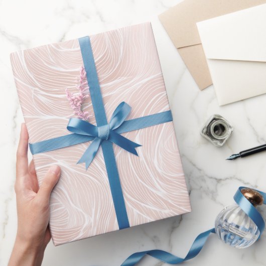 Elegant Pastel Blush Rose Wave Abstract Pattern ラッピングペーパー (ギフト)