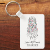 Elegant Pastel Bride Wavy Hair Styling Floral QR  キーホルダー (正面)