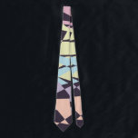 elegant pastel color block geometric triangles ネクタイ<br><div class="desc">Modern and abstract color block pattern featuring pink,  peach,  yellow blue and purple geometric figures on a dark purple background.</div>