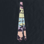 elegant pastel color block geometric triangles ネクタイ<br><div class="desc">Modern and abstract color block pattern featuring pink,  peach,  yellow blue and purple geometric figures on a dark purple background.</div>