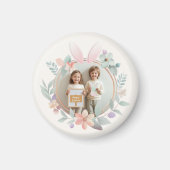 Elegant Pastel Easter Photo Frame with Bunny Ears  マグネット (正面)