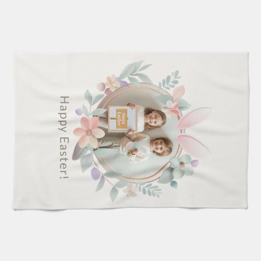 Elegant Pastel Easter Photo Kitchen Towel キッチンタオル (横)