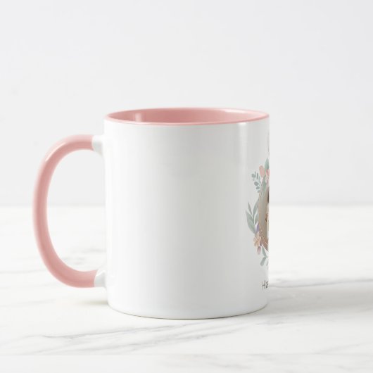 Elegant Pastel Easter Photo Mug with Bunny Frame マグカップ (左)