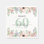 Elegant Pastel Floral 60th Birthday Party スタンダードカクテルナプキン (正面)