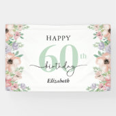 Elegant Pastel Floral 60th Birthday Party  横断幕 (横)