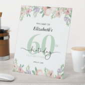 Elegant Pastel Floral 60th Birthday Party Welcome 台座サイン (インサイチュ)