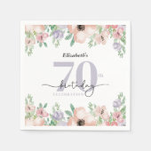 Elegant Pastel Floral 70th Birthday Party スタンダードカクテルナプキン (正面)