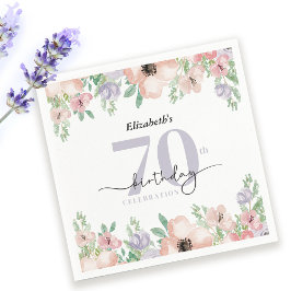 Elegant Pastel Floral 70th Birthday Party スタンダードカクテルナプキン