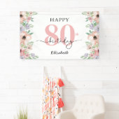 Elegant Pastel Floral 80th Birthday Party 横断幕 (インサイチュ)