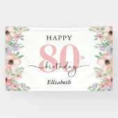 Elegant Pastel Floral 80th Birthday Party 横断幕 (横)
