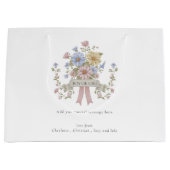elegant pastel floral baby shower ラージペーパーバッグ (正面)