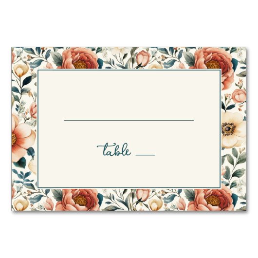 Elegant Pastel Floral Border テーブルナンバー (正面)