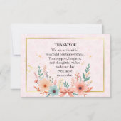 Elegant Pastel Floral Frame with Golden Accents サンキューカード (正面)