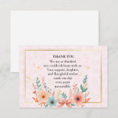 Elegant Pastel Floral Frame with Golden Accents サンキューカード (正面/裏面)