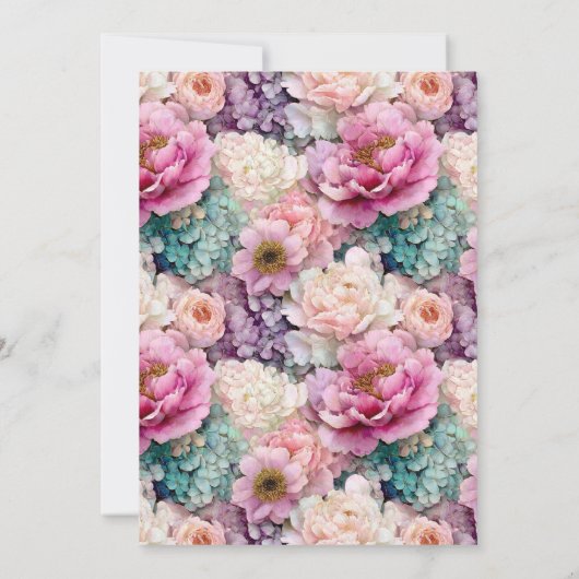 Elegant Pastel Floral Garden 100th Birthday 招待状 (裏面)