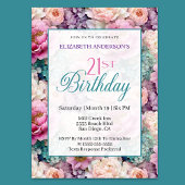 Elegant Pastel Floral Garden 21st Birthday 招待状
