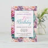 Elegant Pastel Floral Garden 25th Birthday 招待状 (スタンド正面)