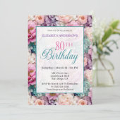 Elegant Pastel Floral Garden 80th Birthday 招待状 (スタンド正面)