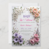 Elegant Pastel Floral Garden Baby In Bloom 招待状 (正面)