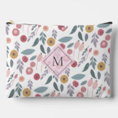 Elegant Pastel Floral Pattern Monogram アクセサリーポーチ (正面)