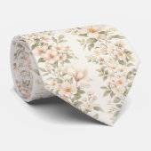Elegant Pastel Floral  Pattern on Soft White ネクタイ (ロール)