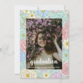 Elegant Pastel Floral Photo Graduation Party 招待状 (正面)