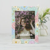 Elegant Pastel Floral Photo Graduation Party 招待状 (スタンド正面)