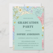 Elegant Pastel Floral Photo Graduation Party 招待状 (裏面)