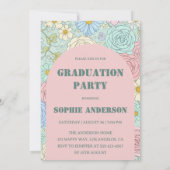 Elegant Pastel Floral Photo Graduation Party 招待状 (裏面)
