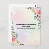 Elegant Pastel Floral Wedding Invitation Postcard ポストカード (正面/裏面)