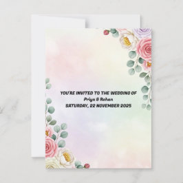 Elegant Pastel Floral Wedding Invitation Postcard ポストカード