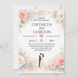 Elegant Pastel Floral Wedding Invitation –Romantic 招待状