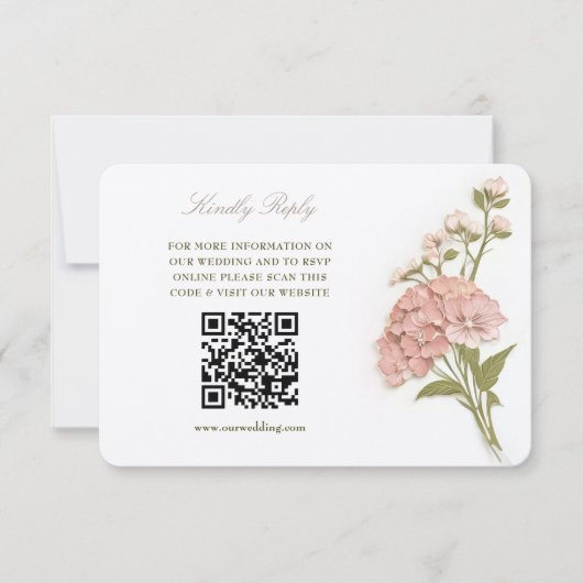 Elegant Pastel Floral Wedding RSVP Card 招待状 (正面)