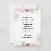 Elegant Pastel Floral Wedding Thank You Card サンキューカード (裏面)